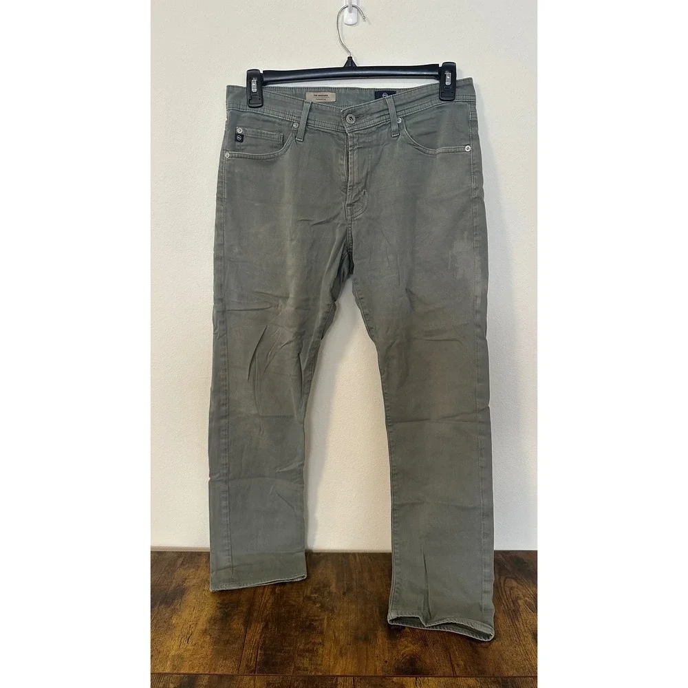AG Adriano Goldschmied The Graduate Tailored Leg Pants Olive Green Men's 31x34
